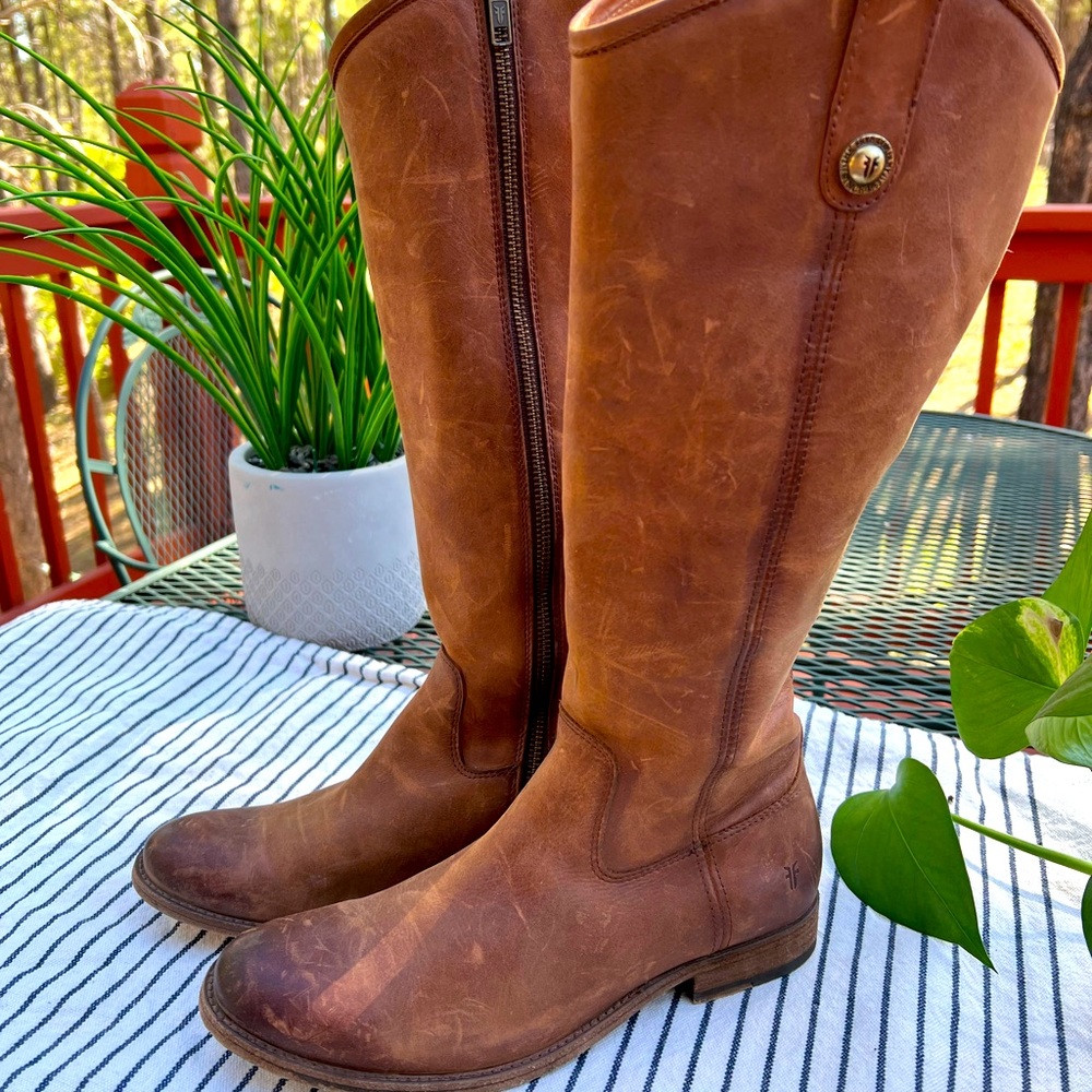 Frye tall leather boots size 8